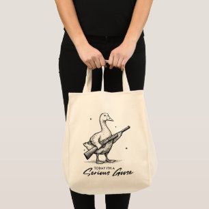 Bolsa Tote Hoje eu sou um ganso de ganso sério com arma