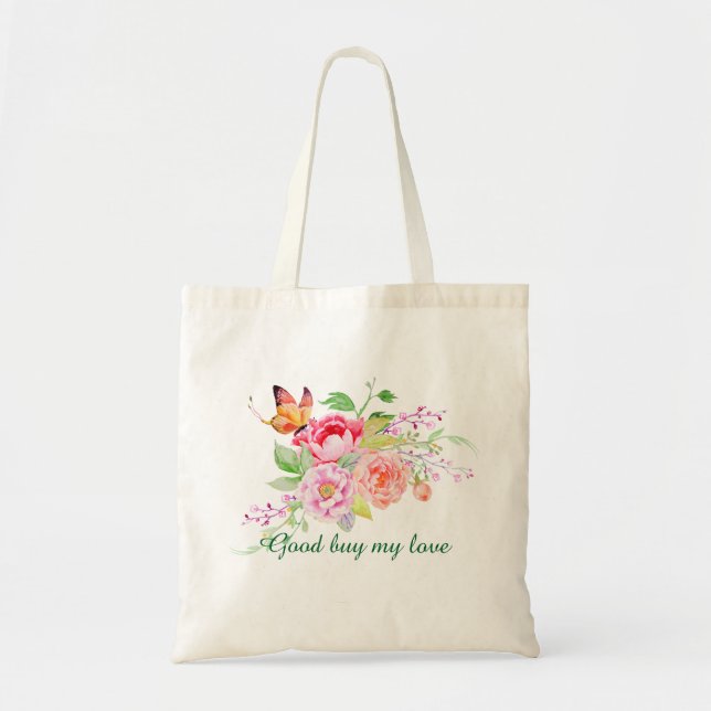 Bolsa Tote holiES - Flores de Mola de Aquarela Buquê 2 (Frente)