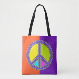 Bolsa Tote holiES - sinal colorido PEACE + suas ideias