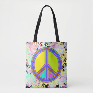Bolsa Tote holiES - sinal colorido PEACE + suas ideias