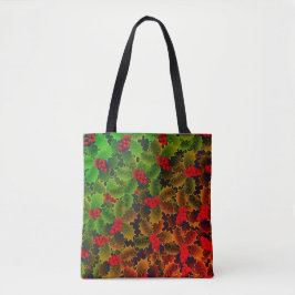 Bolsa Tote Holly berry deixa brilhando coroa verde-vermelha