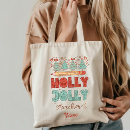 Bolsa Tote Holly Jolly Professora Tote Bag de Natal