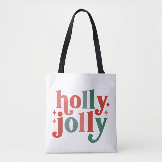 Bolsa Tote Holly Jolly - Tipografia de Feriados Retroativos (Frente)