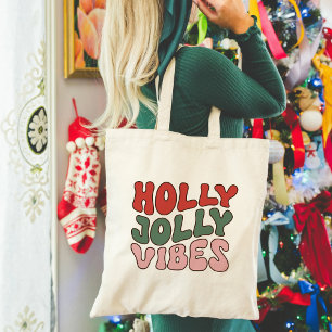 Bolsa Tote Holly Jolly Vibes   Groovy Retro Natal
