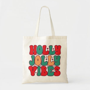 Bolsa Tote Holly Jolly Vibes Retro Groovy Feriados de Natal