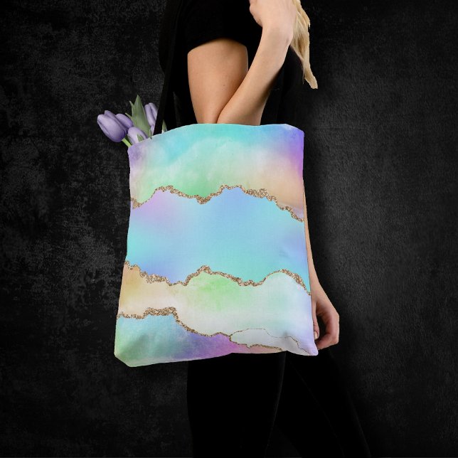 Bolsa Tote Holo Agate | Mármaco de madeira picante iridescent (Criador carregado)