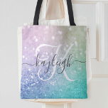 Bolsa Tote Hológrafo Glamoroso Bonito Personalizado<br><div class="desc">Personalize facilmente este elegante padrão colorido de brilho com seu nome personalizado e/ou monograma.</div>
