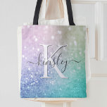 Bolsa Tote Hológrafo Glamoroso Bonito Personalizado<br><div class="desc">Personalize facilmente este elegante padrão colorido de brilho com seu nome personalizado e/ou monograma.</div>