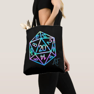 Bolsa Tote Holograma D20 Crit AF PnP Tabletop Gamer Dice