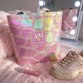 Bolsa Tote Holographic pink y2k aesthetic metallic cyber chic