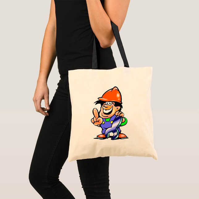 Bolsa Tote Homem De Cartoon Em Um Saco De Chapéu Duro (Criador carregado)