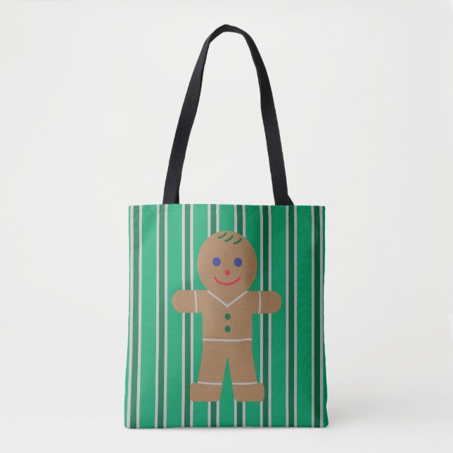 Bolsa Tote Homem de Gingerpão de Natal divertido e Rico (Frente)