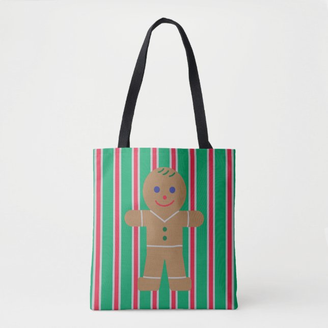 Bolsa Tote Homem de Gingerpão de Natal divertido e Rico (Frente)