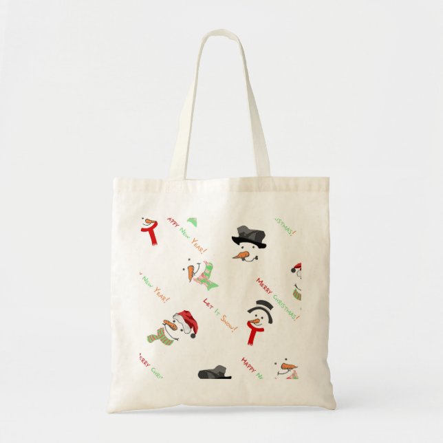 Bolsa Tote Homem de Neve de Natal Engraçado e Decorativo Pers (Frente)