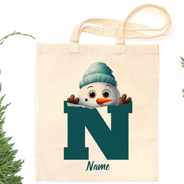 Bolsa Tote Homem de Neve Personalizado de Natal da Família Mo (Criador carregado)