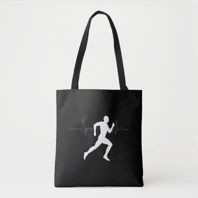 Bolsa Tote Homem Runners Silhouette HeartBeat Line (Frente)