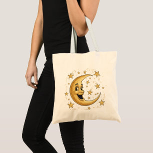 Bolsa Tote Homem Vintage e Caprichoso na Lua Celesti Dourad
