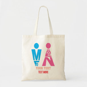Bolsa Tote Homens e Mulheres Ícone de Tipografia – Rosa em Ne