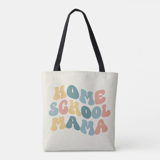 Bolsa Tote Homeschool Mama Retro Cores Personalizadas (Verso)