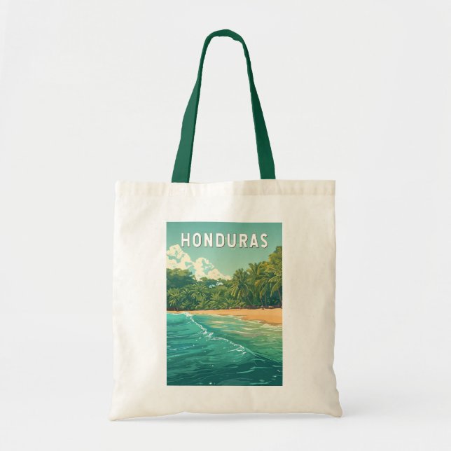 Bolsa Tote Honduras Illustration Travel Art Vintage (Frente)