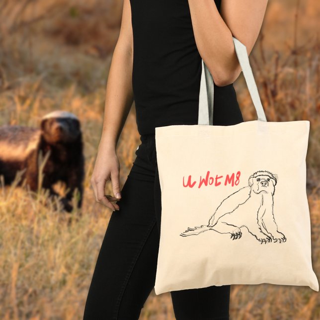 Bolsa Tote Honey Badger você quer uma citação engraçada m8 (Honey badger sketch line art with funny quote badass wild animal tote bag)