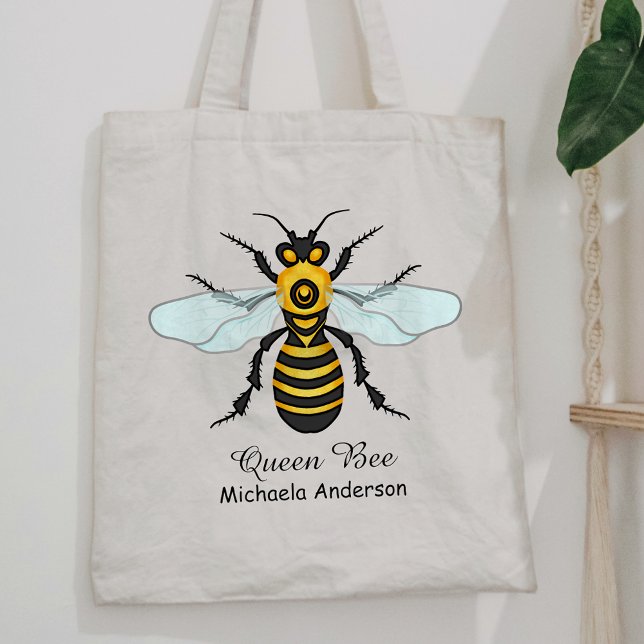 Bolsa Tote Honeybee Bumblebee Queen Bee Bonito | Nome persona (Criador carregado)