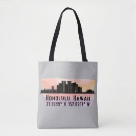 Bolsa Tote Honolulu Skyline Latitude e Longitude