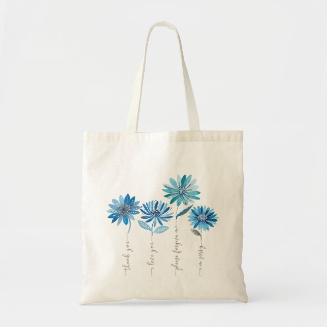 Bolsa Tote Ho'oponopono & Bohemian Blue Flowers (Frente)