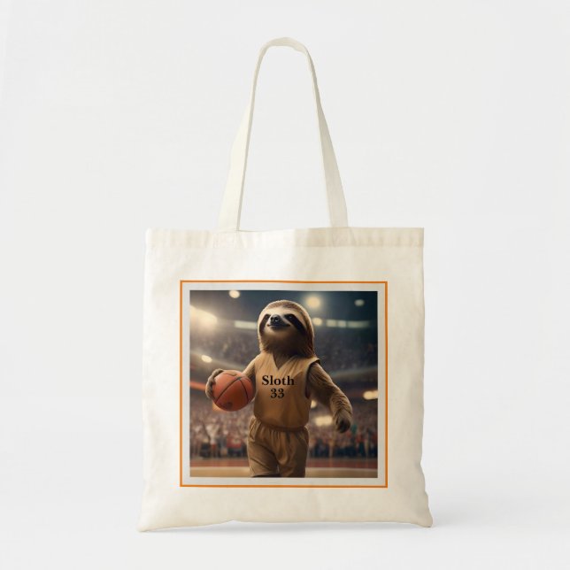 Bolsa Tote Hoops and Hangs: The Slam Dunking Sloth, (Frente)