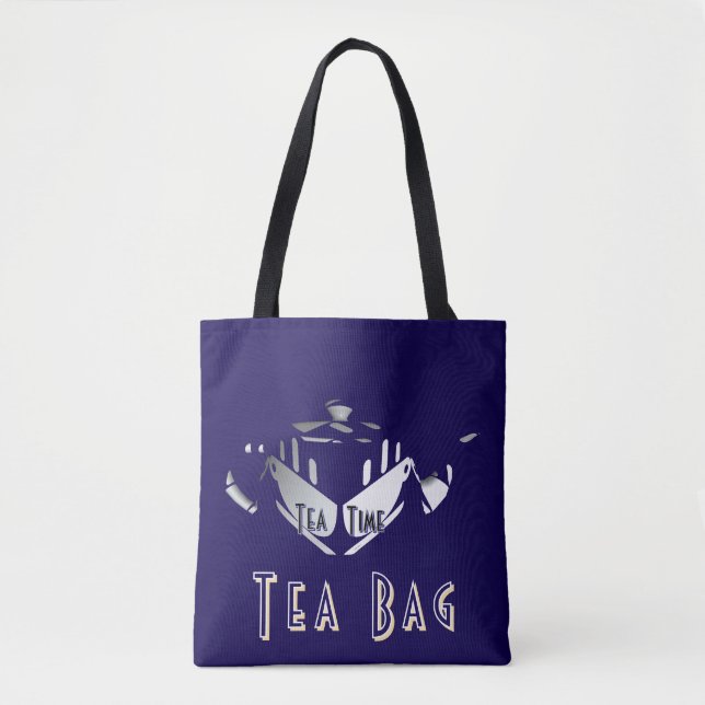 Bolsa Tote Hora do Chá - Azul (Frente)