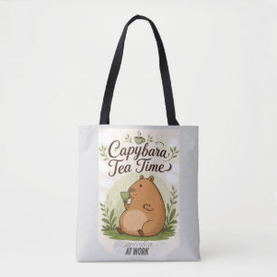 Bolsa Tote Hora do Chá do Capivara Capivara Fofa Bebendo Ch