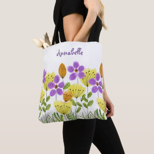 Bolsa Tote Horário de Flores Modernas Personalizado