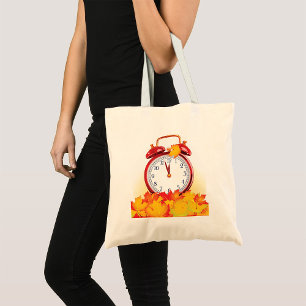 Bolsa Tote Horário do outono: Folhas de outono e Relógio Retr