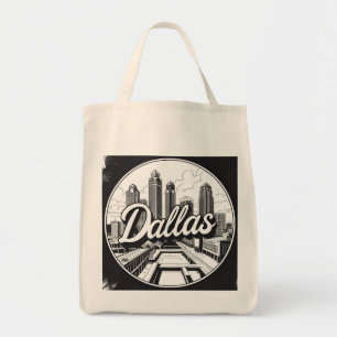Bolsa Tote Horizonte de Dallas Texas Fotografia em Preto e Br