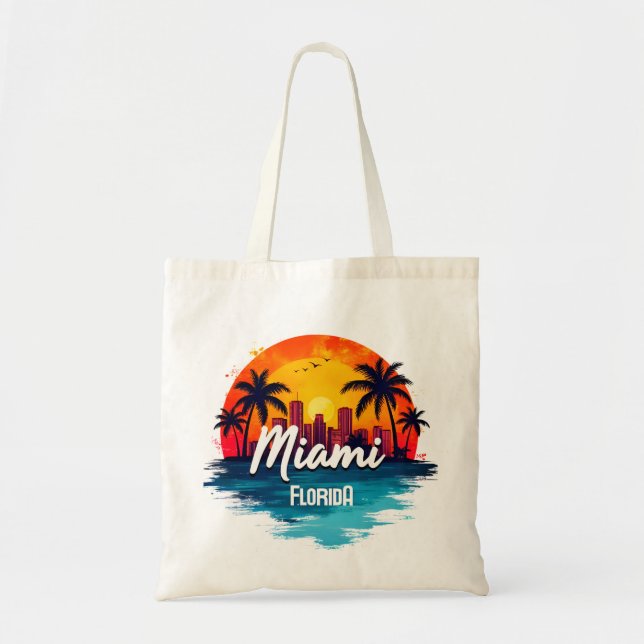Bolsa Tote Horizonte de Miami City Flórida (Frente)