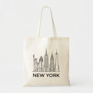 Bolsa Tote Horizonte de Nova York Arte Linear Minimalista