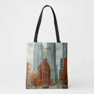 Bolsa Tote Horizonte de Toronto Canadá Aquarela Vintage
