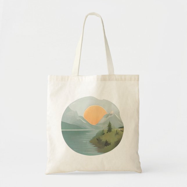 Bolsa Tote Horizonte-ouro: Sol por perto do lago (Frente)