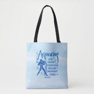 Bolsa Tote Horóscopo Zodiac Moderno Aquário Personalizado