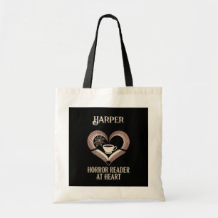 Bolsa Tote Horror Reader Heart Vintage Book Pages com Nome