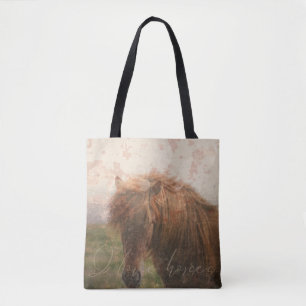 Bolsa Tote Horse Brown Colt Linda Russa Stallion Vintage