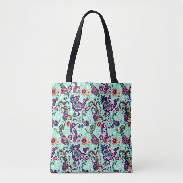 Bolsa Tote Hortelã bonito Paisley (Frente)