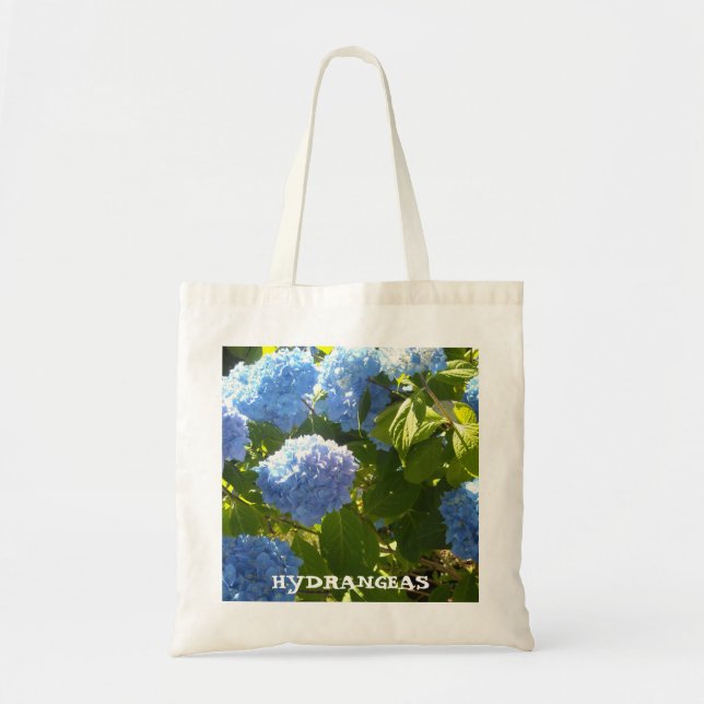 Bolsa Tote Hortênsias Azuis com Tons Variados (Frente)