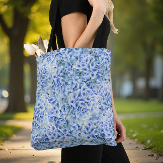 Bolsa Tote Hortênsias azuis lindas - padrão floral