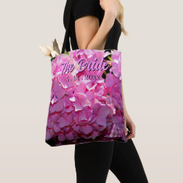 Bolsa Tote Hortênsias elegantes florais rosa românticas