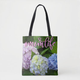 Bolsa Tote Hortênsias flores cor-de-rosa flores azuis flores