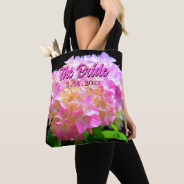Bolsa Tote Hortênsias laranja roxo rosa elegante da Noiva
