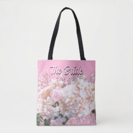 Bolsa Tote Hortênsias românticas de renda branca rosas rosa N