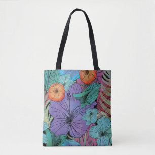 Bolsa Tote Horto de Paraíso, jardim de Paraíso, flor tropical