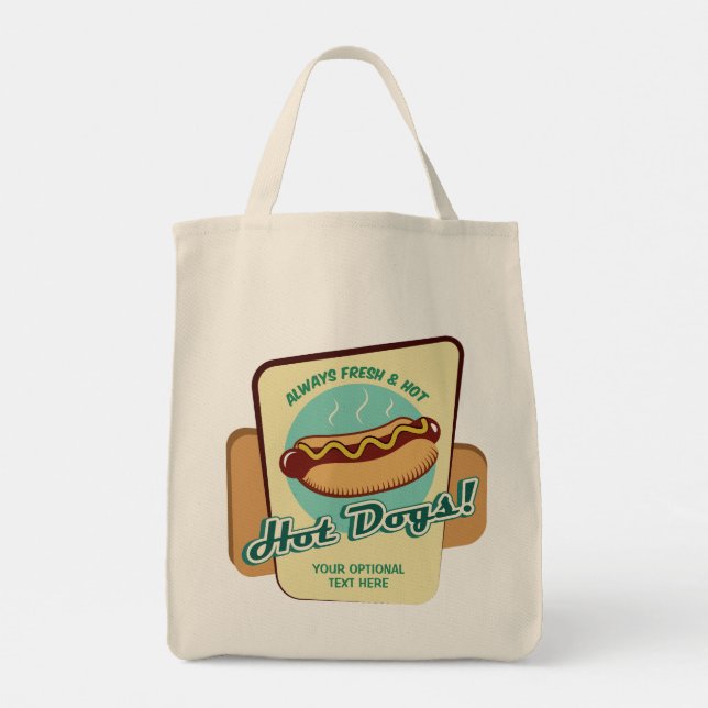Bolsa Tote Hot Dog de Texto Personalizado (Verso)